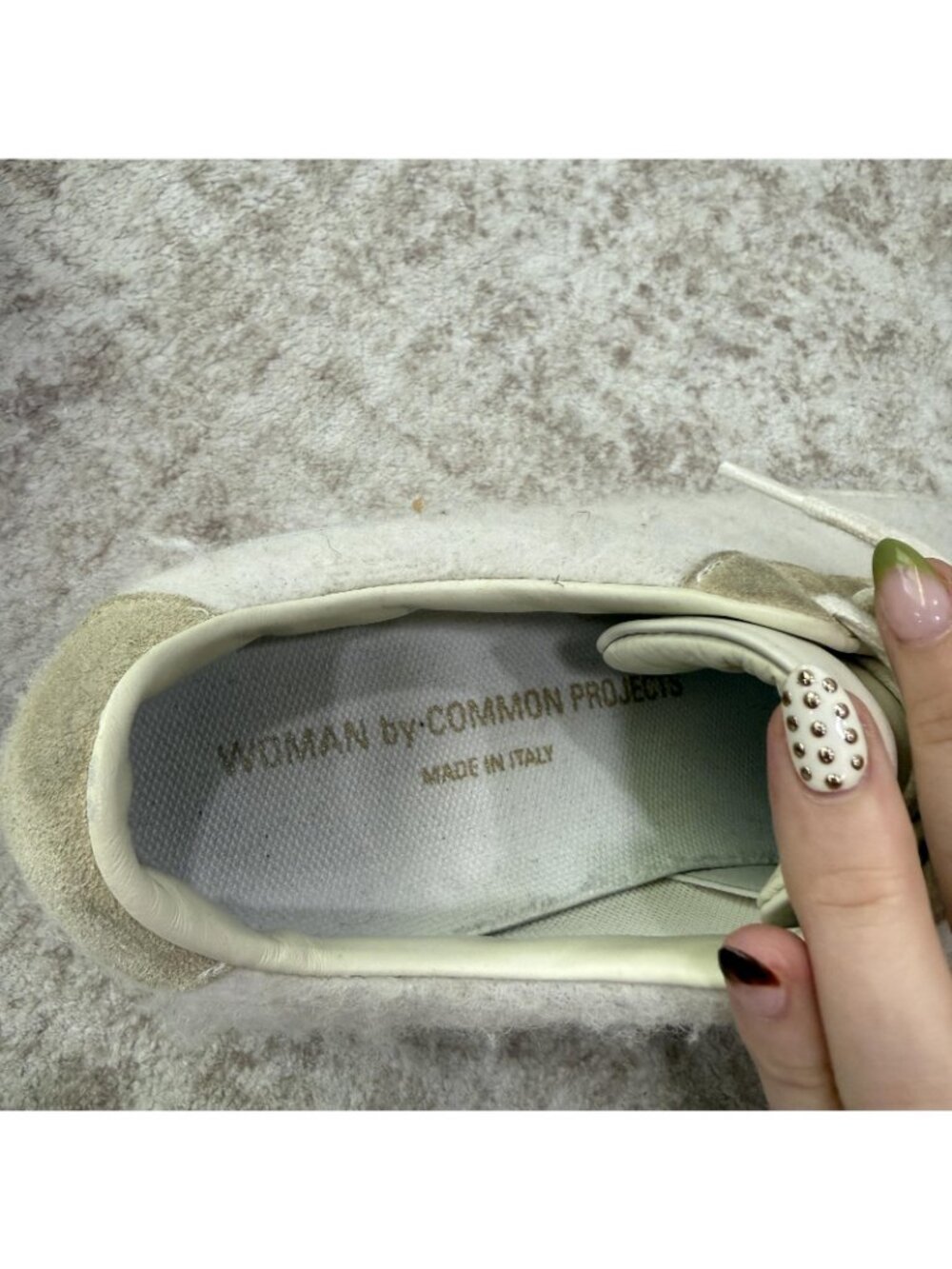 Common Projects Shoes Womens Size 6.5 Beige Suede Wool Low Top Sneakers 6079 - Picture 4 of 15